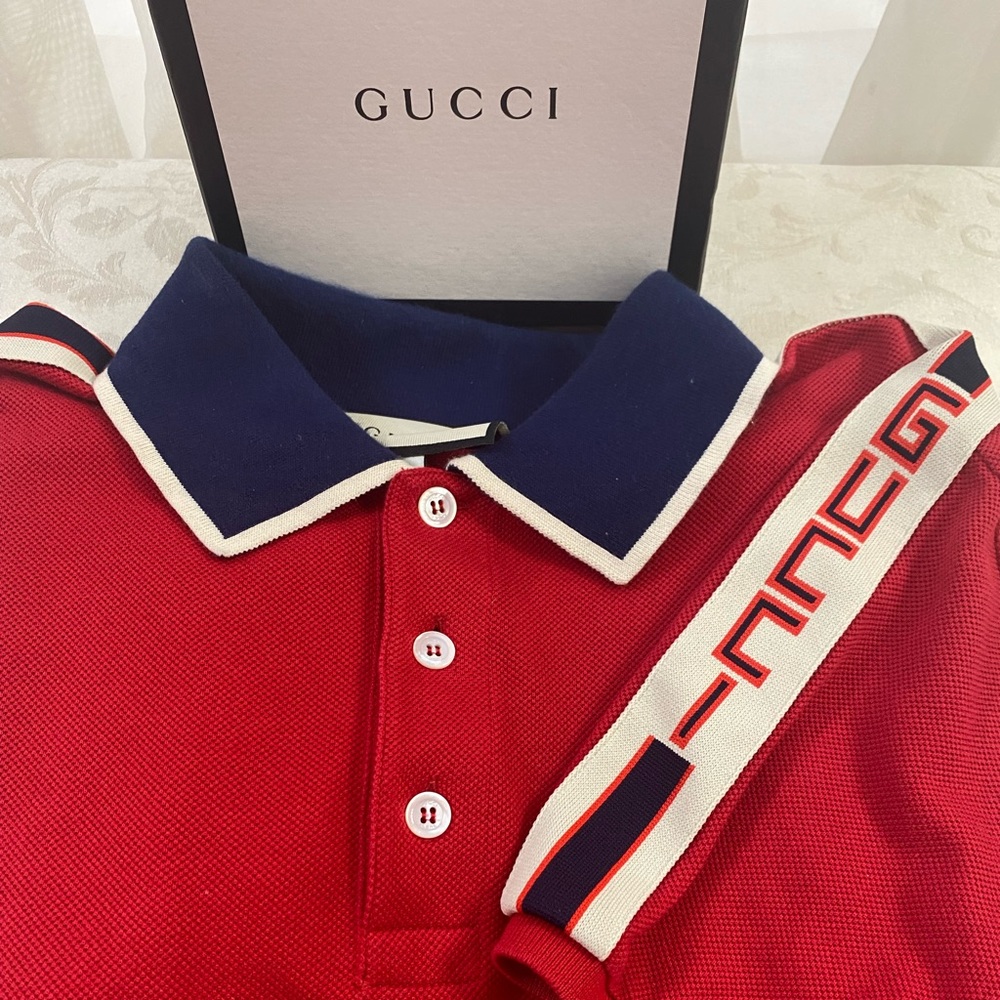 Gucci Red and Navy Polo Shirt